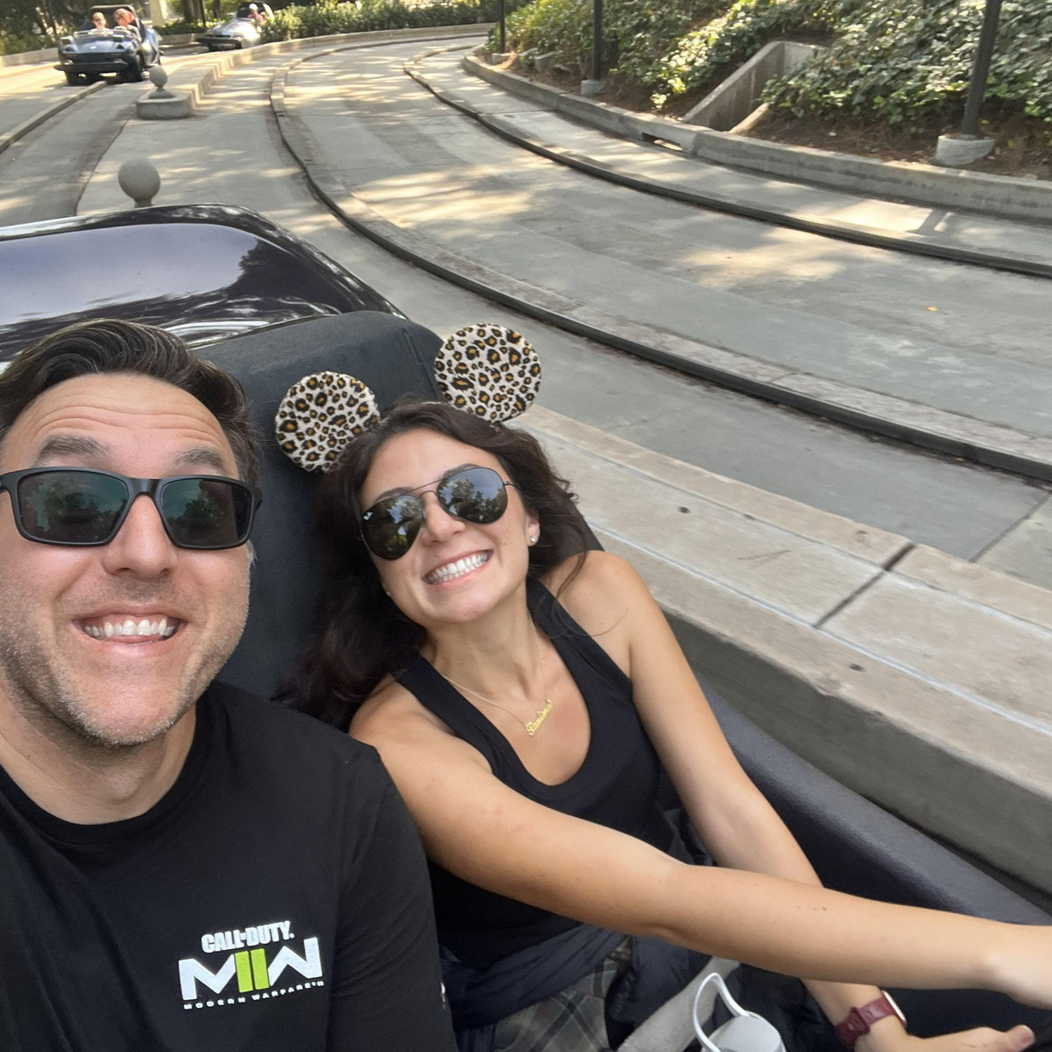 Paulina proving that her driving skills really are that bad. Disney Autopia, huffing that petro exhaust!