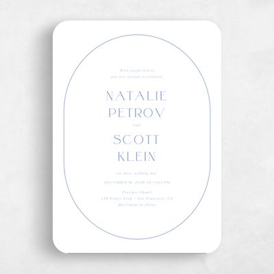 Blue Rounded Wedding Invitation - Barga Portrait