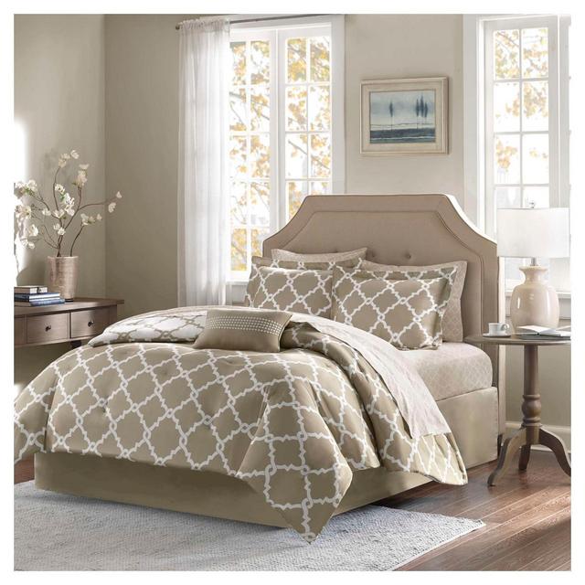 Taupe Becker Complete Multiple Piece Comforter and Sheet Set (Queen)- 9 Piece