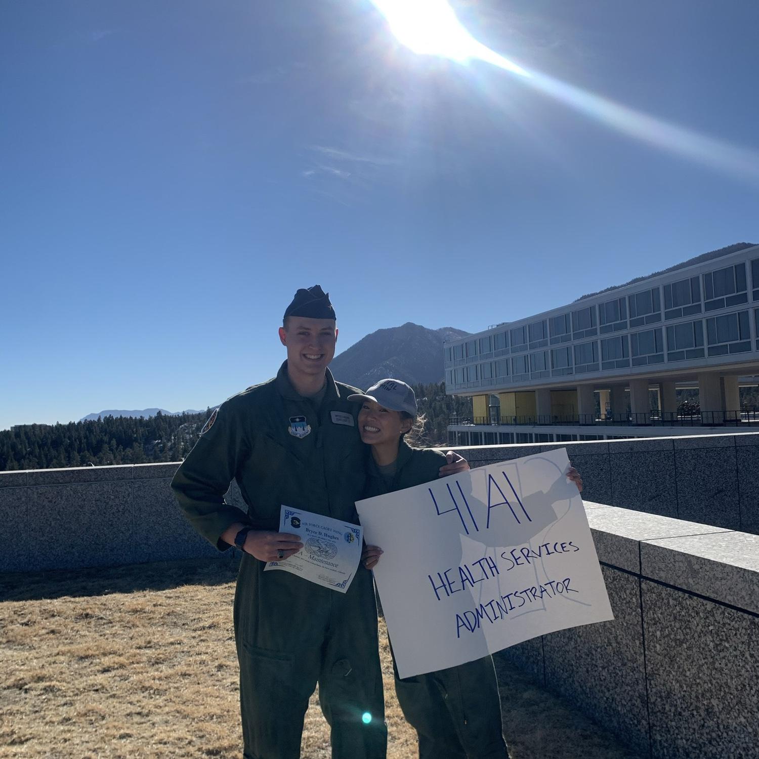 The day we got our jobs!! Serena is now a Hospital Administrator and Bryce is a Maintenance Officer in the U.S. Air Force.

-January 2021