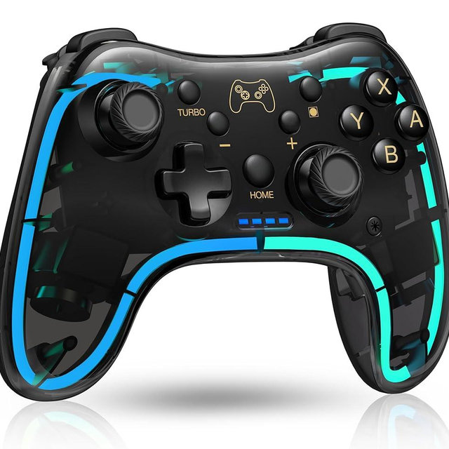 ELISWEEN Switch Controller for Nintendo Switch 2/Switch 1/OLED/Lite, Replacement for Nintendo Switch Pro Controller Support PC & Android/iOS with Cool LED, Wireless Switch Controller with Turbo,Vibration