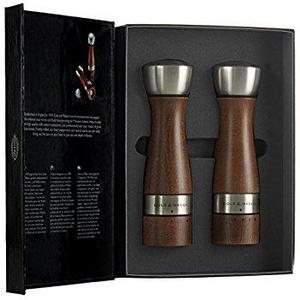 COLE & MASON Oldbury Wood Salt and Pepper Grinder Set - Wooden Mills Include Gift Box, Gourmet Precision Mechanisms and Premium Sea Salt & Peppercorns, Brown
