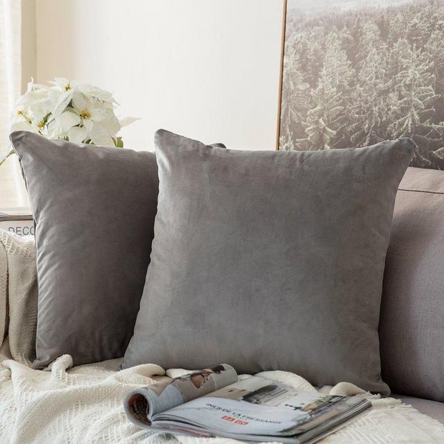 MIULEE Pack of 2, Velvet Soft Soild Decorative Square Throw Pillow Covers Set Cushion Cases Pillowcases for Sofa Bedroom Car18 x 18 Inch 45 x 45 cm