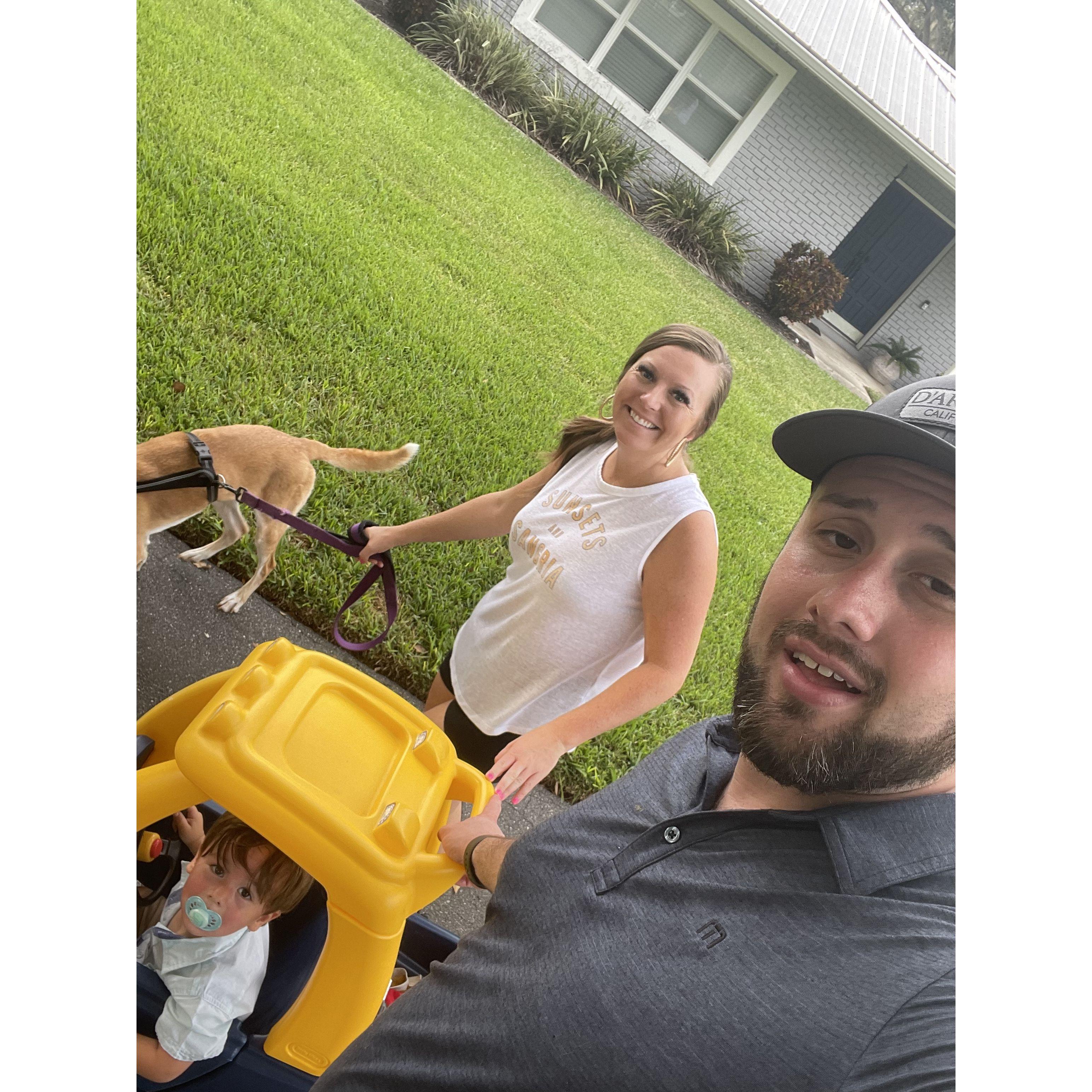 This is how you'll find us most of the time... walking the dogs in the neighborhood