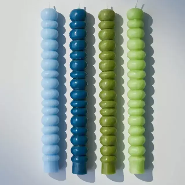 Bubble Taper Candle - Set Of 4 (Blue Multi)