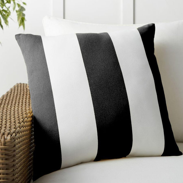Outdoor Pb Classic Striped Pillow, 20", Black