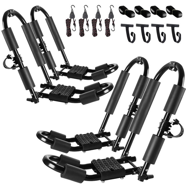 FORWODE Premium Kayak Roof Rack, 2 Pair J-Bar Roof Rack, Folding Adjustable Rack, Heavy Duty Kayak Roof Carrier 2 Kayak, Canoe, SUV, Surfboard on SUV, Car and Truck Crossbar