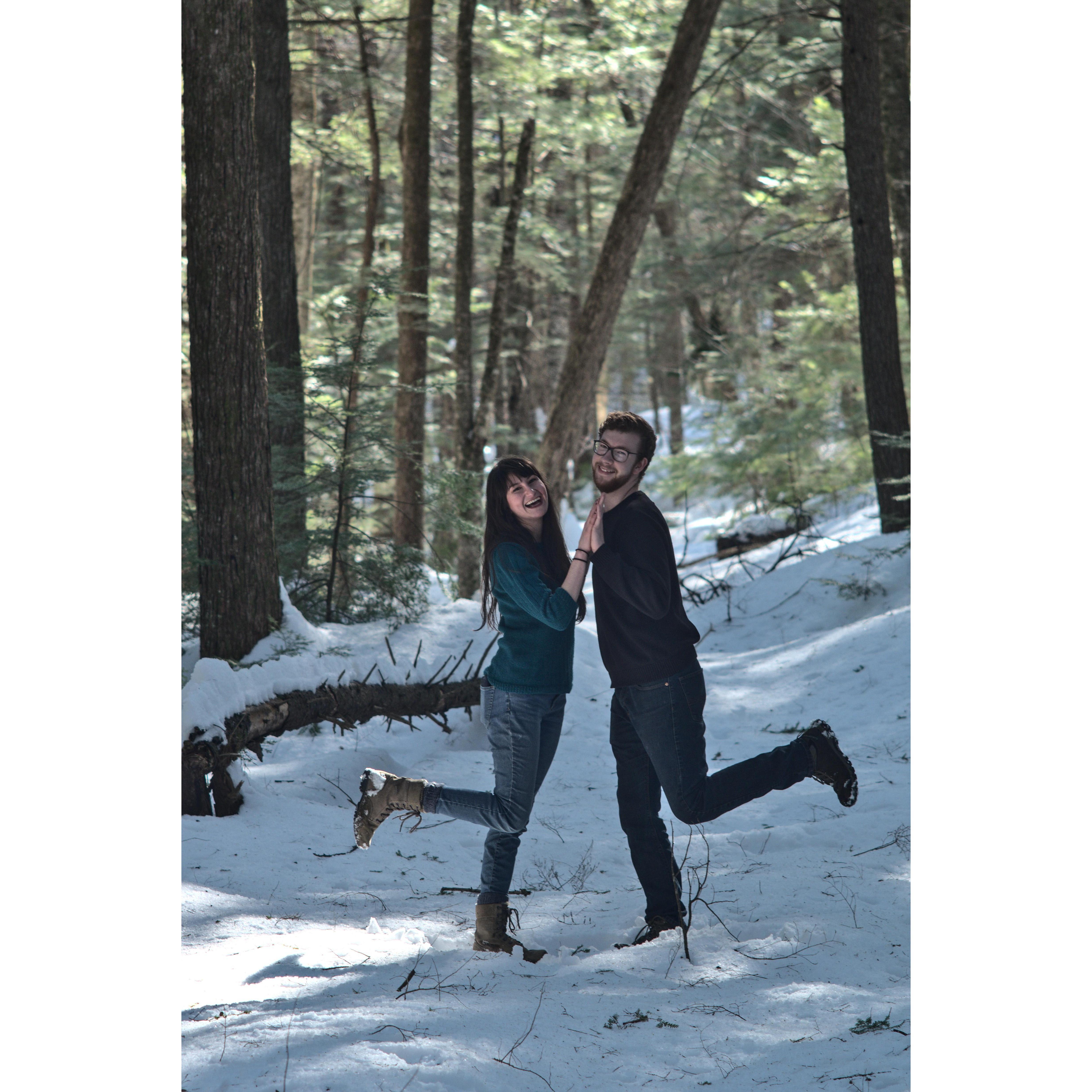 [Our photographer Jonathan] "So umm, touch palms your palms together and then like, put one heel up..." [Jayme does yoga pose but Josiah understands] "I think he means like this". *Ta-dah!*