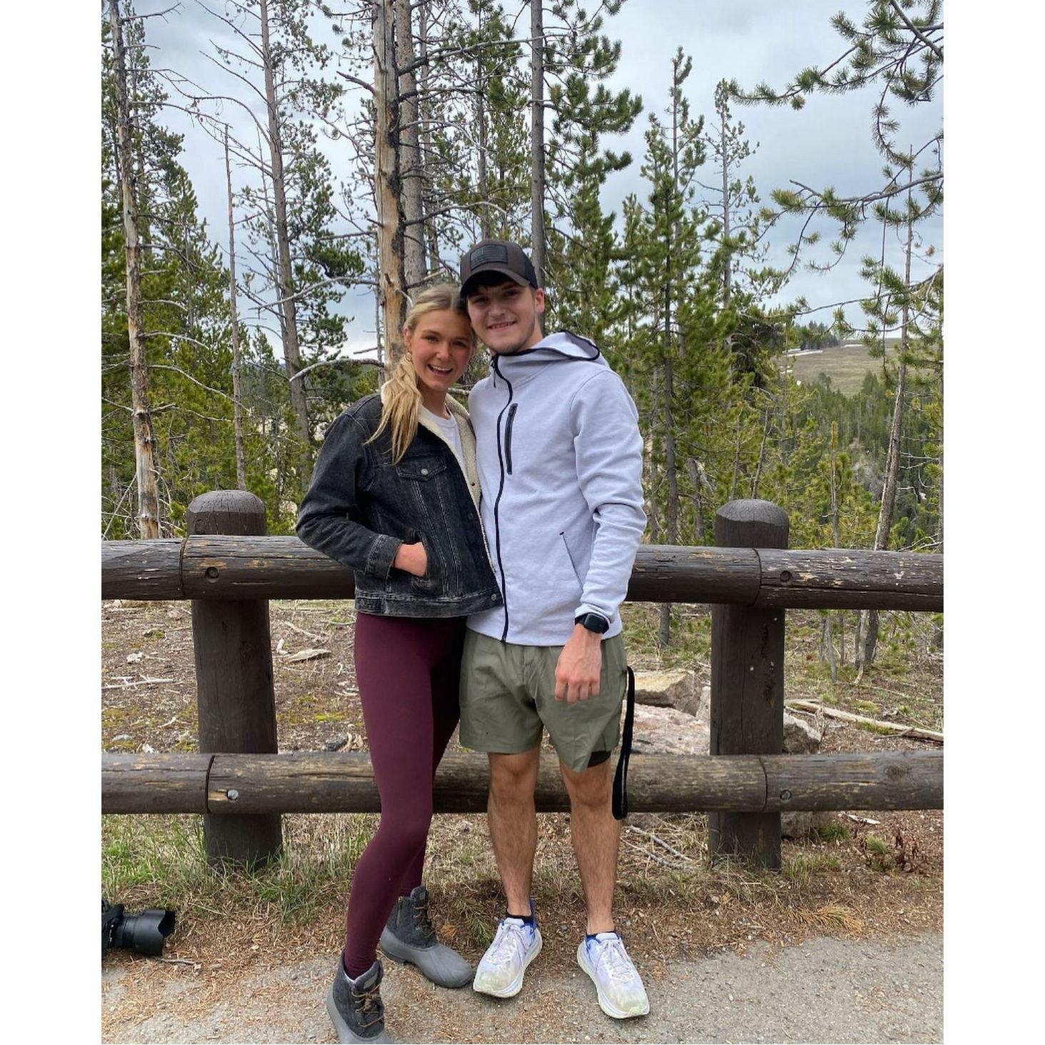 This was taken before the waterfall hike in Yellowstone National Park!
