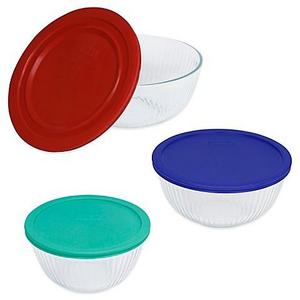 Pyrex® 3-Piece Glass Mixing Bowls with Lids Set