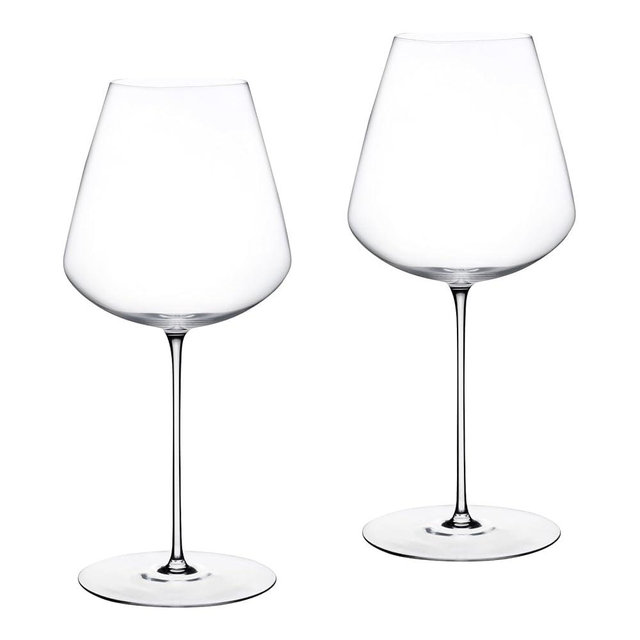 NUDE Red Wine Glasses Set of 2, Stem Zero Elegant – Crystal Long Stem Red Wine Glasses for Light to Medium Bodied Red Wines, Tapered Sides, Lead-Free, Dishwasher Safe, 22 oz Each
