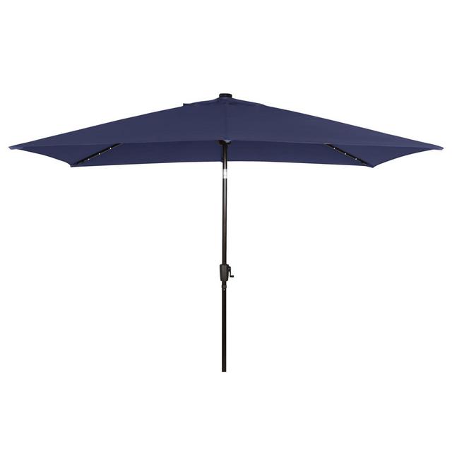 Everhome™ 11-Foot Solar LED Rectangular Market Umbrella in Navy