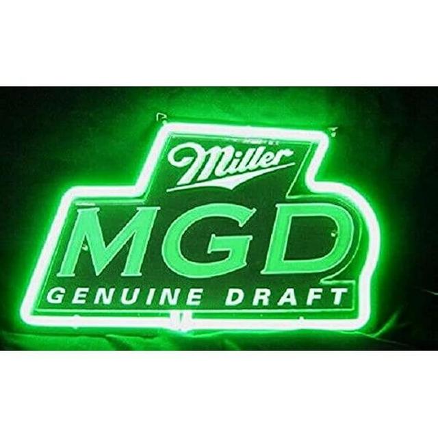 Prouten 14inx10in Millers Genu Draft MGD Neon Sign Light 3D Carved Man Cave Bar Pub Beer Handcrafted Lamp