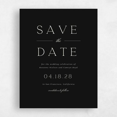 Black Typography Wedding Save the Date - Zariah Portrait