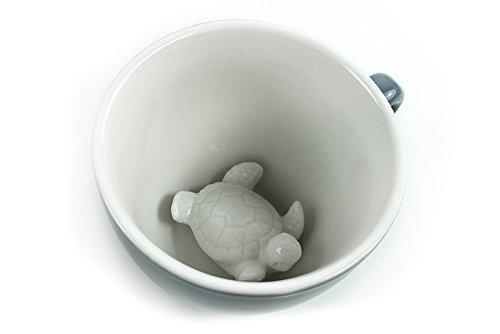 CREATURE CUPS Turtle Ceramic Cup (11 Ounce, Wedgewood Blue) | Hidden Sea Animal Inside | Holiday and Birthday Gift for Coffee & Tea Lovers