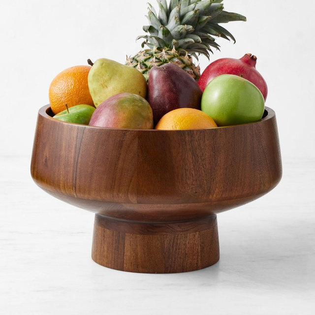 Hold Everything Pedestal Fruit Bowl, Dark Wood