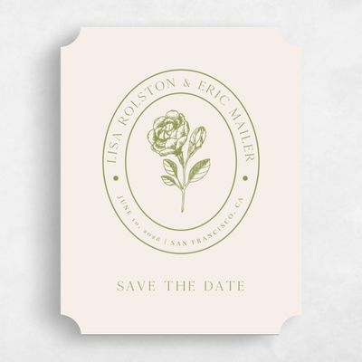Green Ticket Wedding Save the Date - Grandiflora Portrait