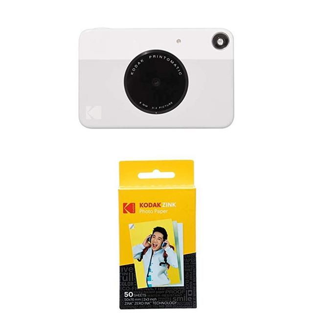 Kodak PRINTOMATIC Digital Instant Print Camera (Grey) with Kodak 2ʺx3ʺ Premium ZINK Photo Paper (50 Sheets)