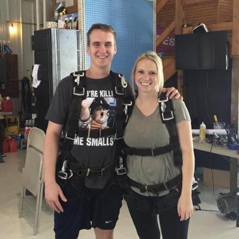 Right before jumping out of a plane at 14,000 feet!