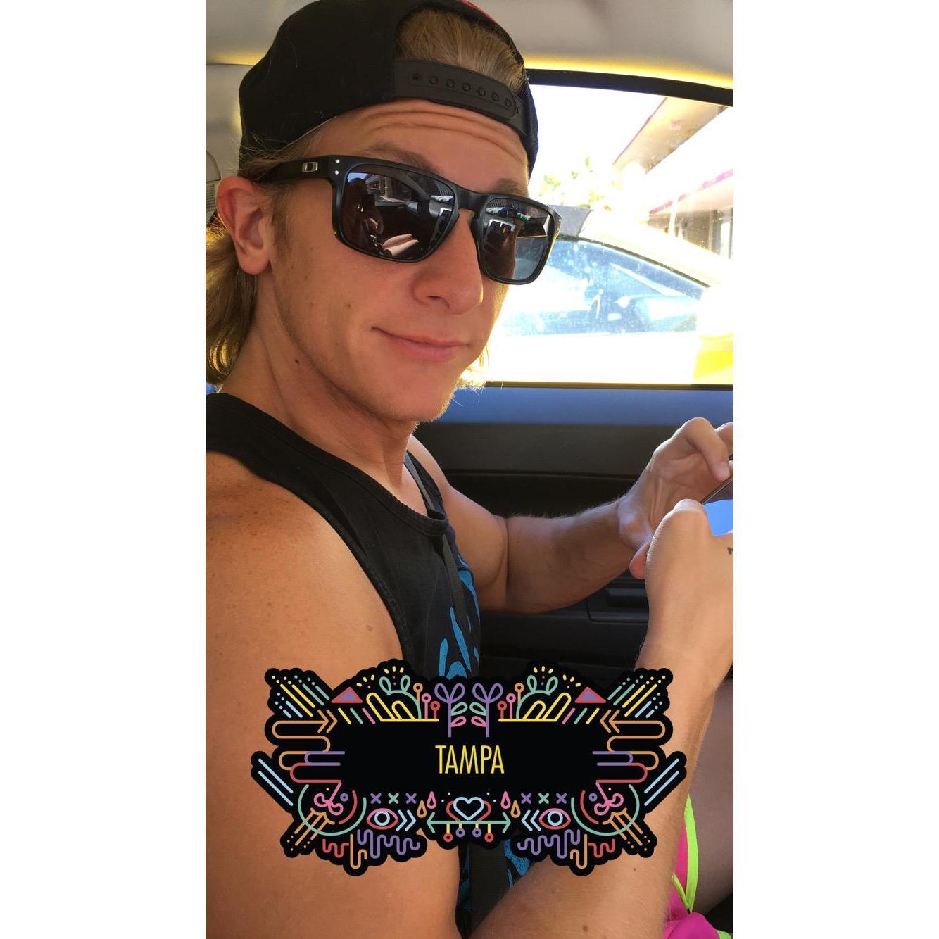 My handsome man right before paddle boarding during our road trip to visit colleges!
