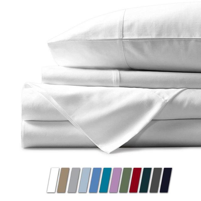 Mayfair Linen 100% Egyptian Cotton Sheets, White King Sheets Set, 800 Thread Count Long Staple Cotton, Sateen Weave for Soft and Silky Feel, Fits Mattress Upto 18'' DEEP Pocket