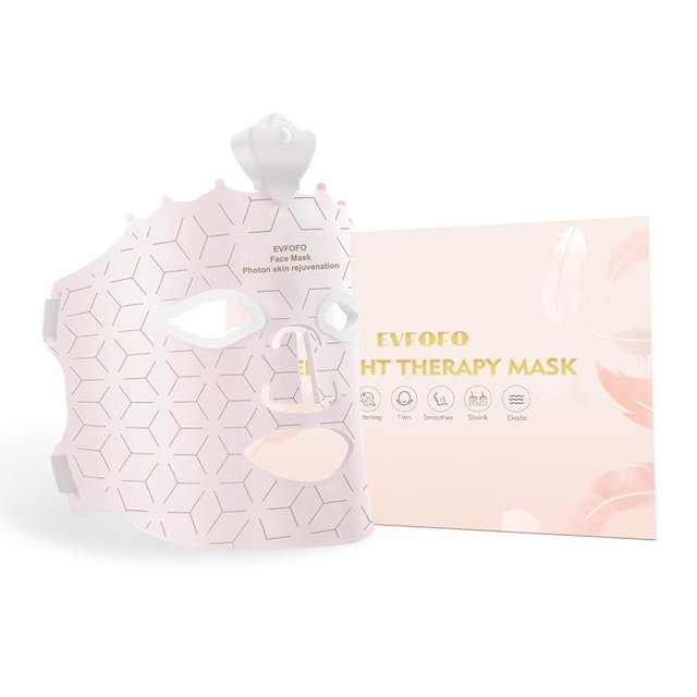 Red Light Therapy Mask for Face, 7 Colors LED Face Mask Light Therapy At Home, Led Face Mask Light Therapy, Pink