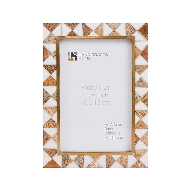 Handicrafts Home 4x6 Picture Frames - Vintage Style Wall Hanging & Desk Décor, Farmhouse Photo Frames Ideal for Living Room Office & Home Décor, Picture Frame for Diploma & Wall Decor, Halo Ivory