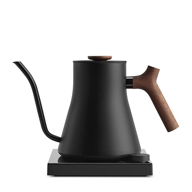 Fellow Stagg EKG Pro trudio Electric Gooseneck Kettle - Pour-Over Coffee and Tea Pot, Stainless Steel, Quick Heating, Matte Black with Walnut Wood Handle, 0.9 Liter