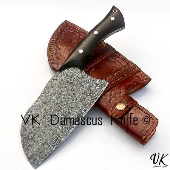 Handmade Damascus Steel Cleaver Chopper Chef Kitchen Knife Rain Drop Pattern Comes With Leather Sheath Full Tang vk5518