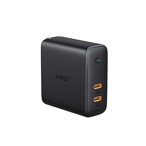 AUKEY USB C Charger, USB PD Charger 60W PD 3.0 with Dynamic Detect [GaN Power Tech], 45W & 18W USB C Dual Port for MacBook Pro, iPhone 11 Pro, AirPods Pro, Pixel 3 / 3XL, Nintendo Switch, and More