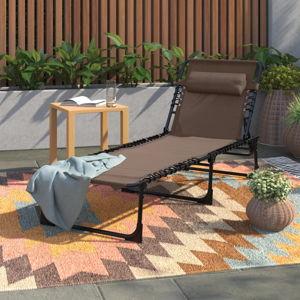 Serik Outdoor Lounge Chair Foldable Chair Adjustable Height Patio Lounge Chair with Pillow and Bag,Suitable for Beach,Lawn and Pool - Beige