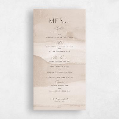 Classic Greige, Brown Wedding Menu - Povera