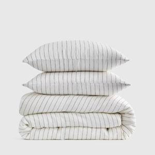 Linen Duvet Cover Set | Quince in Pencil Stripe