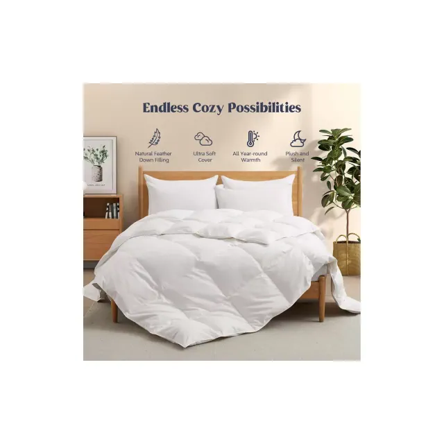 Peace Nest Ultra Soft All Season Down Comforter, White, Full/Queen, 88x88"
