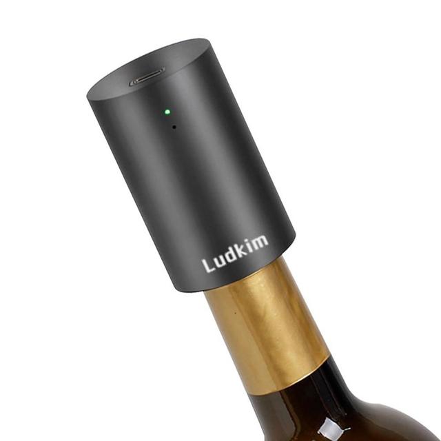 Ludkim Electric Wine Stopper, Mini Automatic Wine Saver Vacuum Pump for Keepping Wine Fresh, Rechargable Wine Sealer and Preserver for Wine Bottles