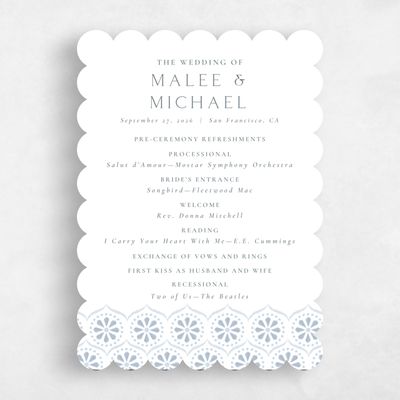 Blue Scalloped Wedding Program - Aeolus