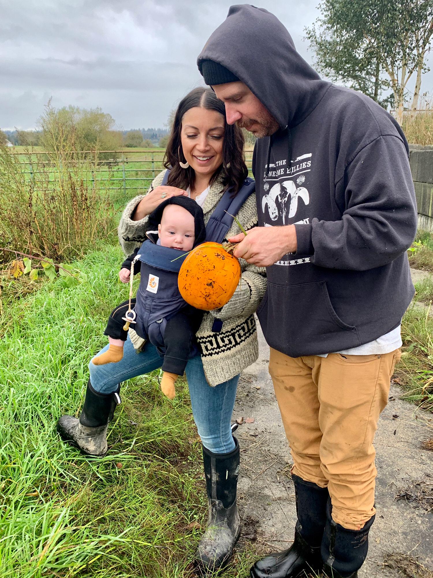 Picking pumpkins at Grandpa Rod and Grandma Julie's farm