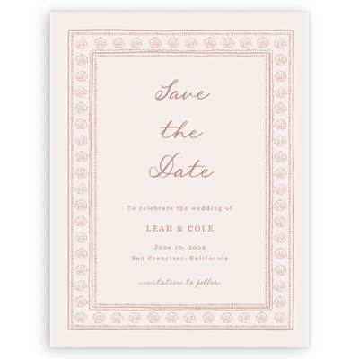 Deep Blush, Pink Wedding Digital Save the Date - Martinique Portrait