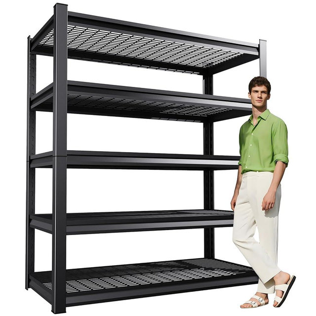 XCXVVB Garage Shelving,Heavy Duty Garage Storage Shelves,Metal Shelving Unit,5 Tier Adjustable Steel Utility Shelf,Use for Basement,Warehouse, Pantry Closet,Black (72" H*36" W*15.9" D)