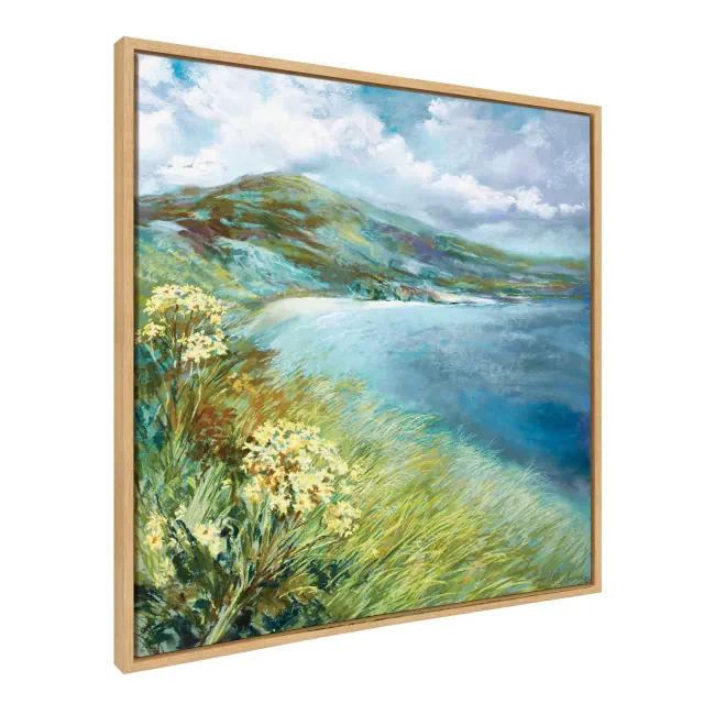 30" x 30" Sylvie Emerald Isle Ring of Kerry Framed Canvas by Nel Whatmore Natural - Kate & Laurel All Things Decor