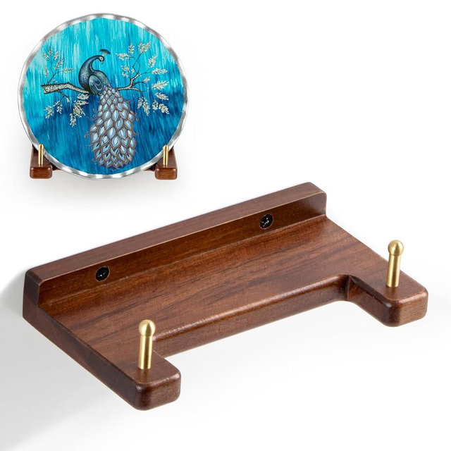 ANBOXIT Plate Hangers for The Wall for 6-16 Inch Plates, Acacia Wooden Decorative Plate Holder for Displaying on Wall, Ideal for Displaying Picture Frames, Bowl, Vinyl Record, Artwork