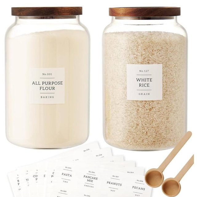 2 PCS Large Glass Jar with Airtight Lid, Glass Food Storage Jars for Tea,Spice,Cereal, Egg,Flour,Coffee and More(1 gallon/4000 ml)
