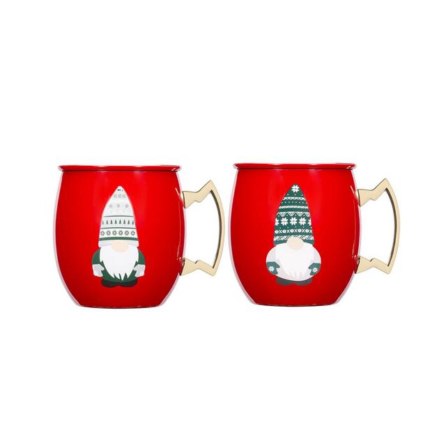 Cambridge Gnome Holiday Moscow Mule Mugs, Set of 2