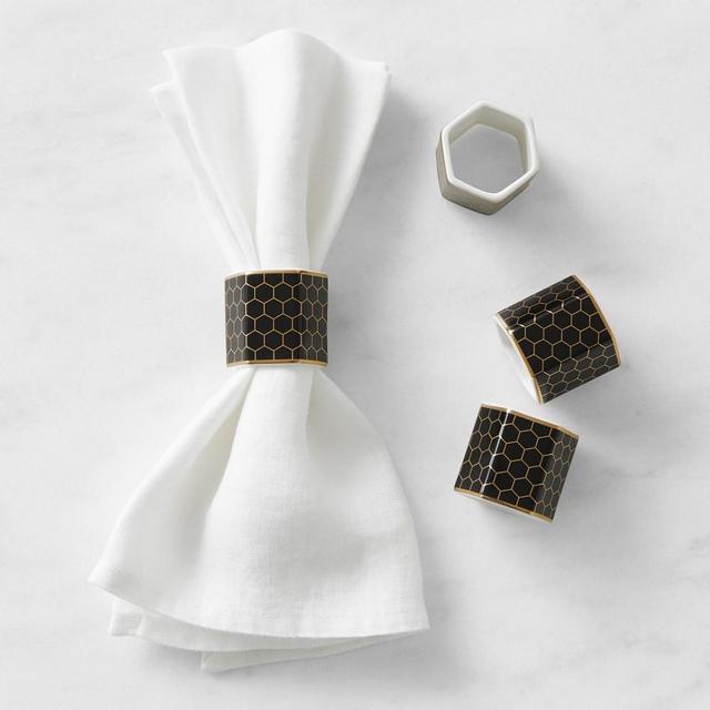 Honeycomb Napkin Rings, Set of 4, Bee