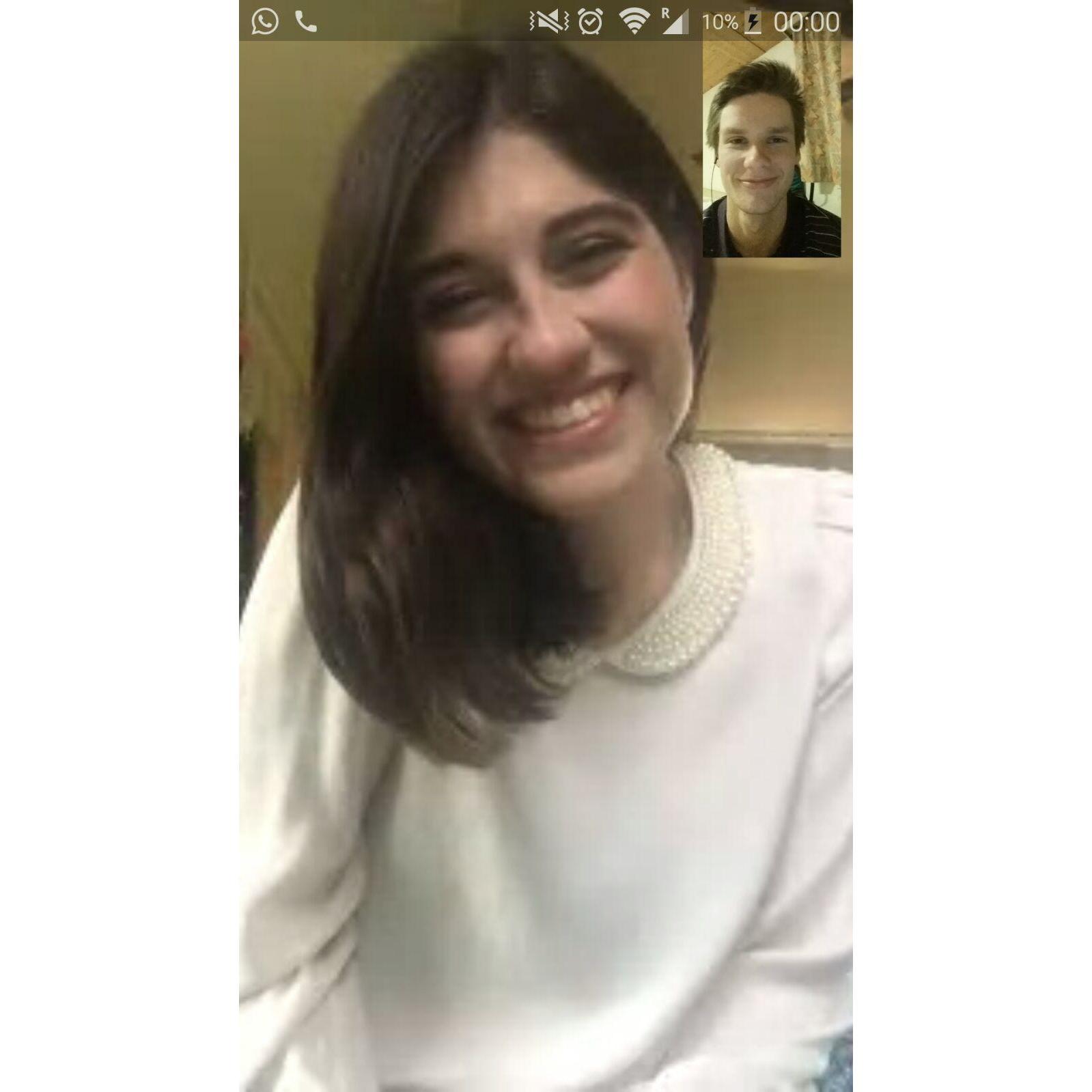 March 2018: One of our many video chat "dinner" dates while Con was in Austria. We always tried to keep the long distance interesting!