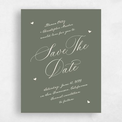 Dark Sage, Green Wedding Save the Date - Estate Portrait