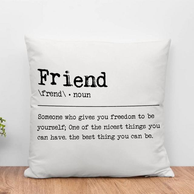 WoGuangis 18x18in Friend Definition Word Description Cushion Cover Friend Noun Definition Sofa Pillows Dictionary Artwork Typography Print Linen Pillowcases with Zippe for Living Room Bedroom