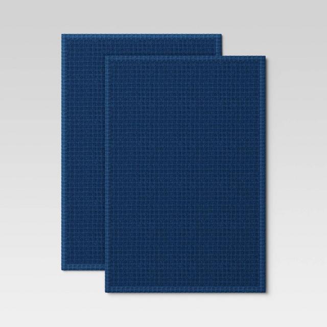 2pk Cotton Waffle Kitchen Towels Blue - Threshold™