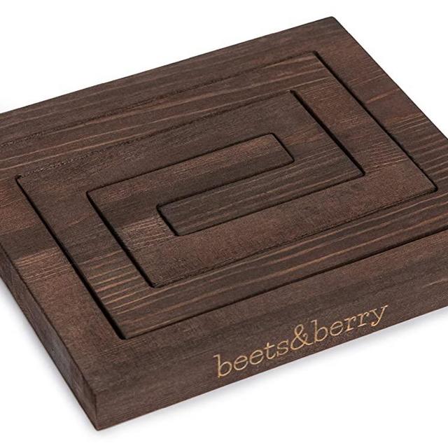 Wood Trivet Set 2 in 1 | Trivets For Hot Dishes to Protect Your Tables And Countertops | Add Flair and Decor to Your Kitchen | Table Trivets For Pots and Pans (Espresso)