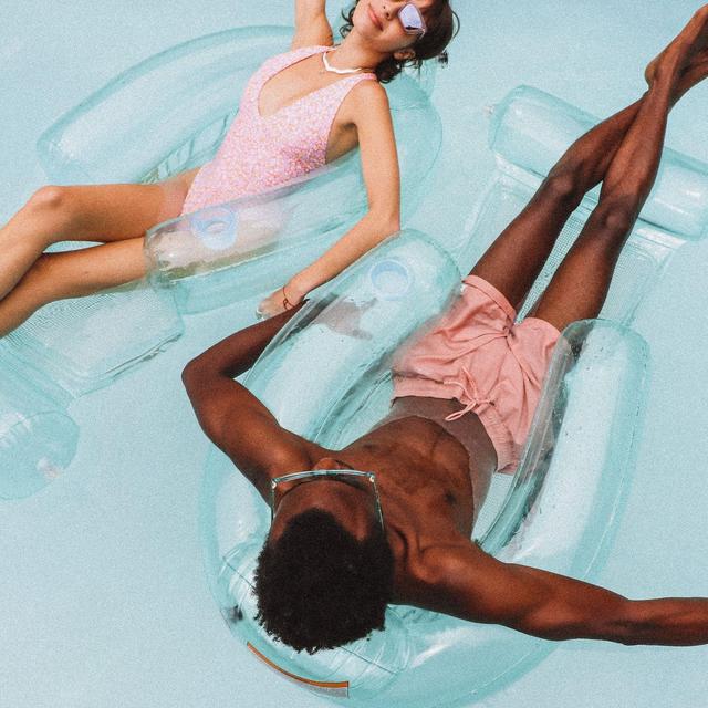 Clear Aqua Blue Mesh Chair Pool Float - 2 Pack